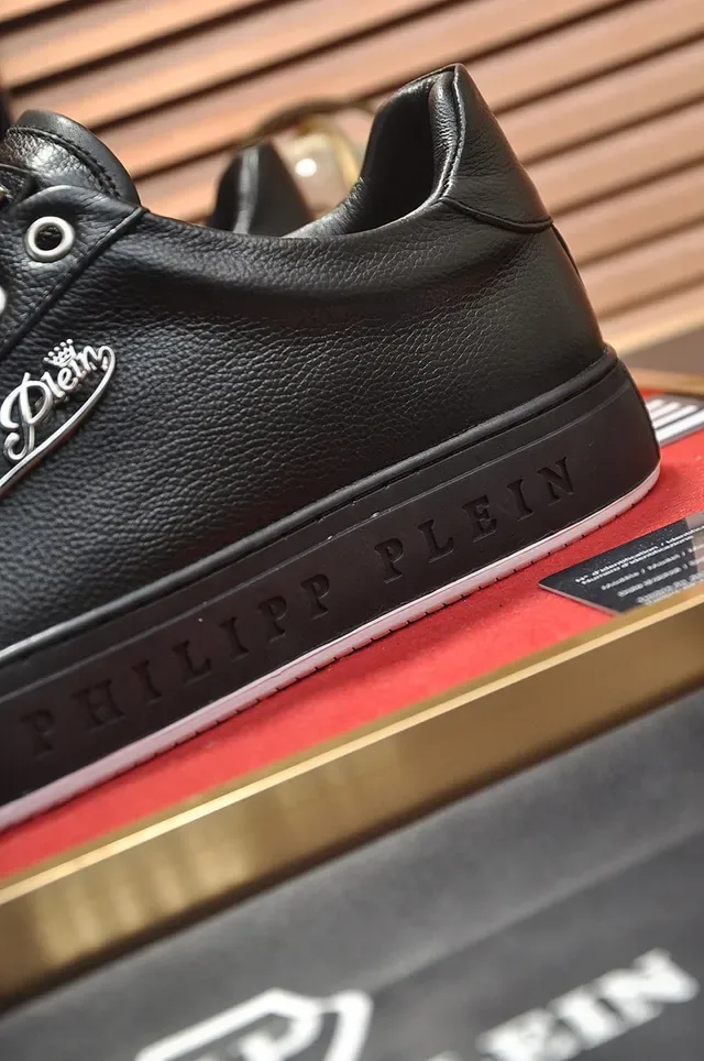 Philipp Plein Black Leather Studded Platform Lifestyle Sneakers 3