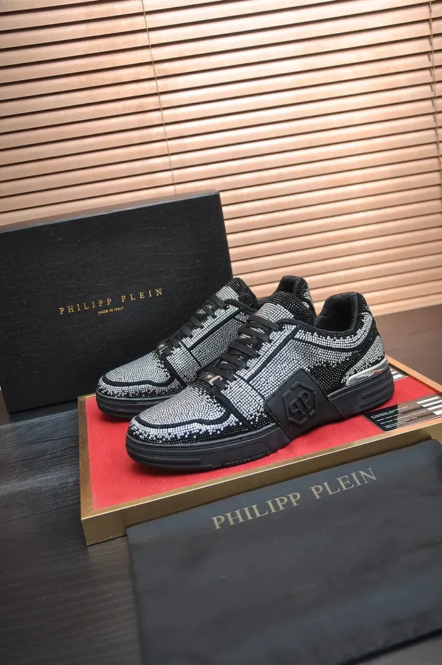 Philipp Plein Tênis Lifestyle Pretos Prateados Cristal Embellished Low-Top 4