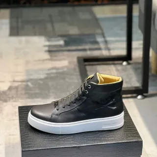 Philipp Plein Black White High-Top Leather Upper Lifestyle Sneakers