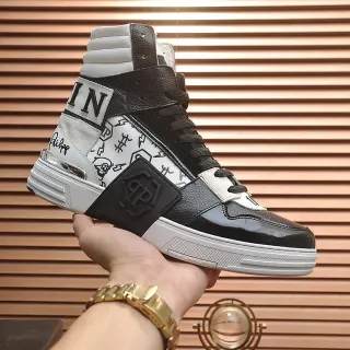 Philipp Plein Black White High-Top Mixed-Material Lifestyle Sneakers