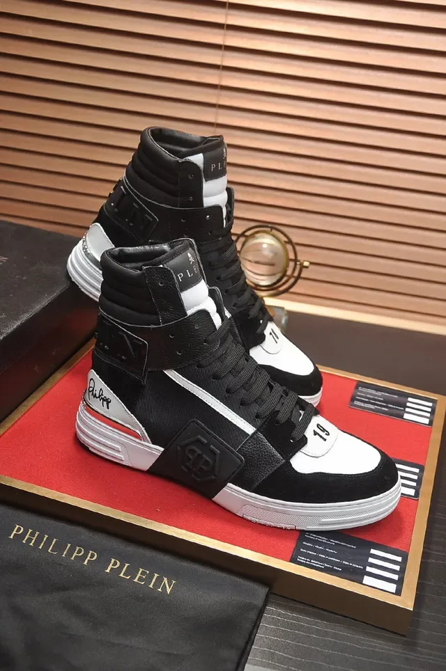 Philipp Plein Black White High-Top Mixed-Material Upper Lifestyle Sneakers 5