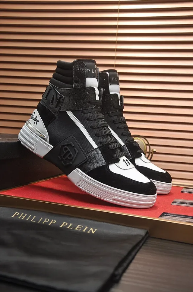 Philipp Plein Black White High-Top Mixed-Material Upper Lifestyle Sneakers 8