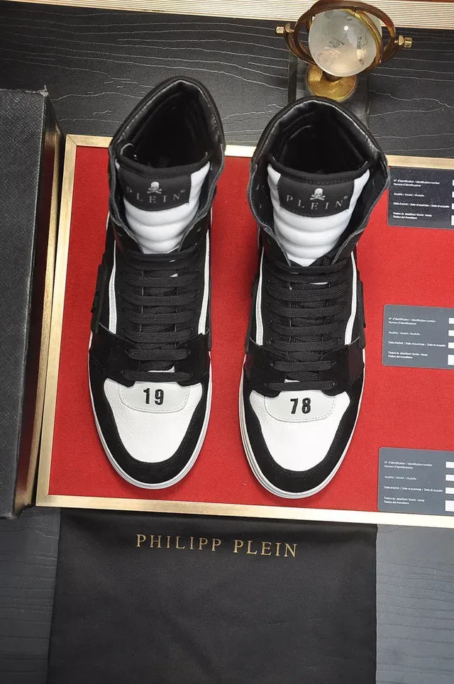 Philipp Plein Black White High-Top Mixed-Material Upper Lifestyle Sneakers 9