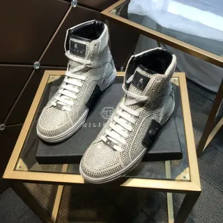 Philipp Plein Crystal-Embellished Perforated High-Top Lifestyle Sneakers