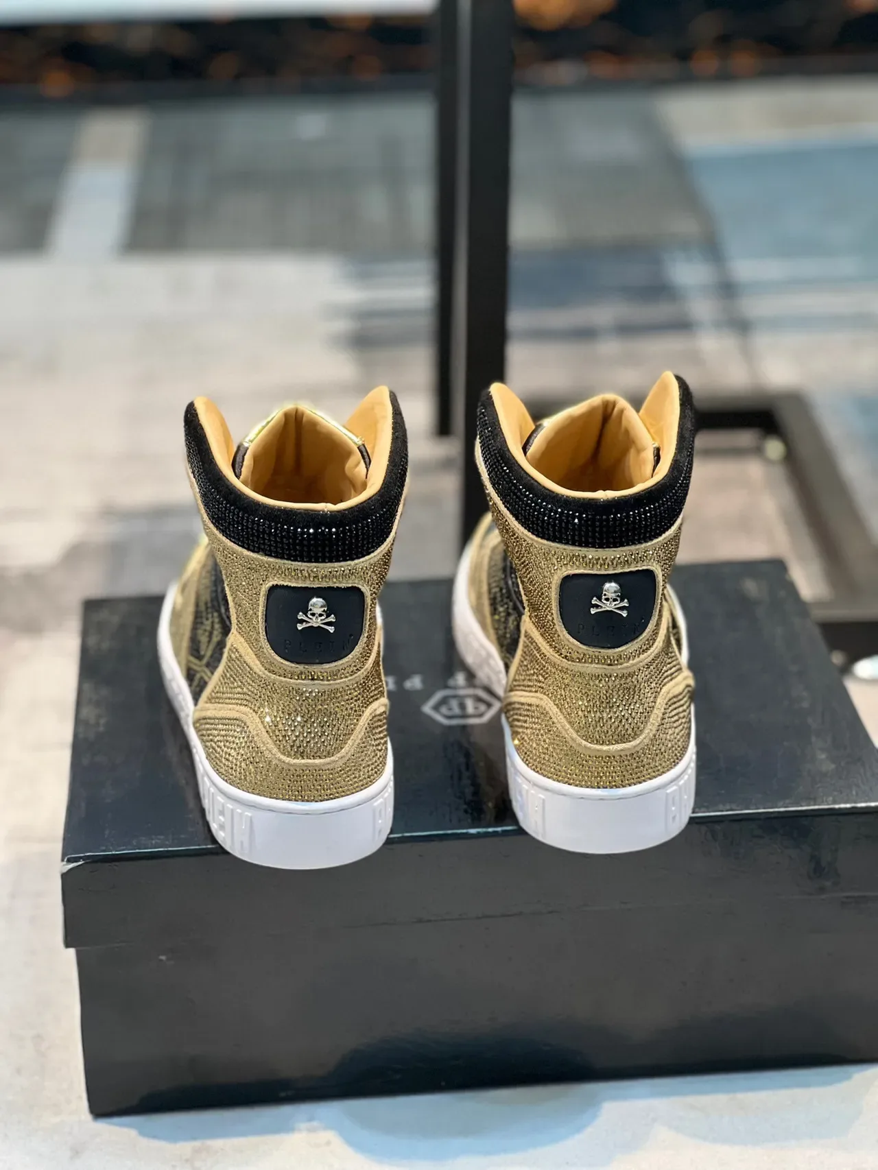 Philipp Plein Crystal-Embellished Skull Motif High-Top Sneaker 2