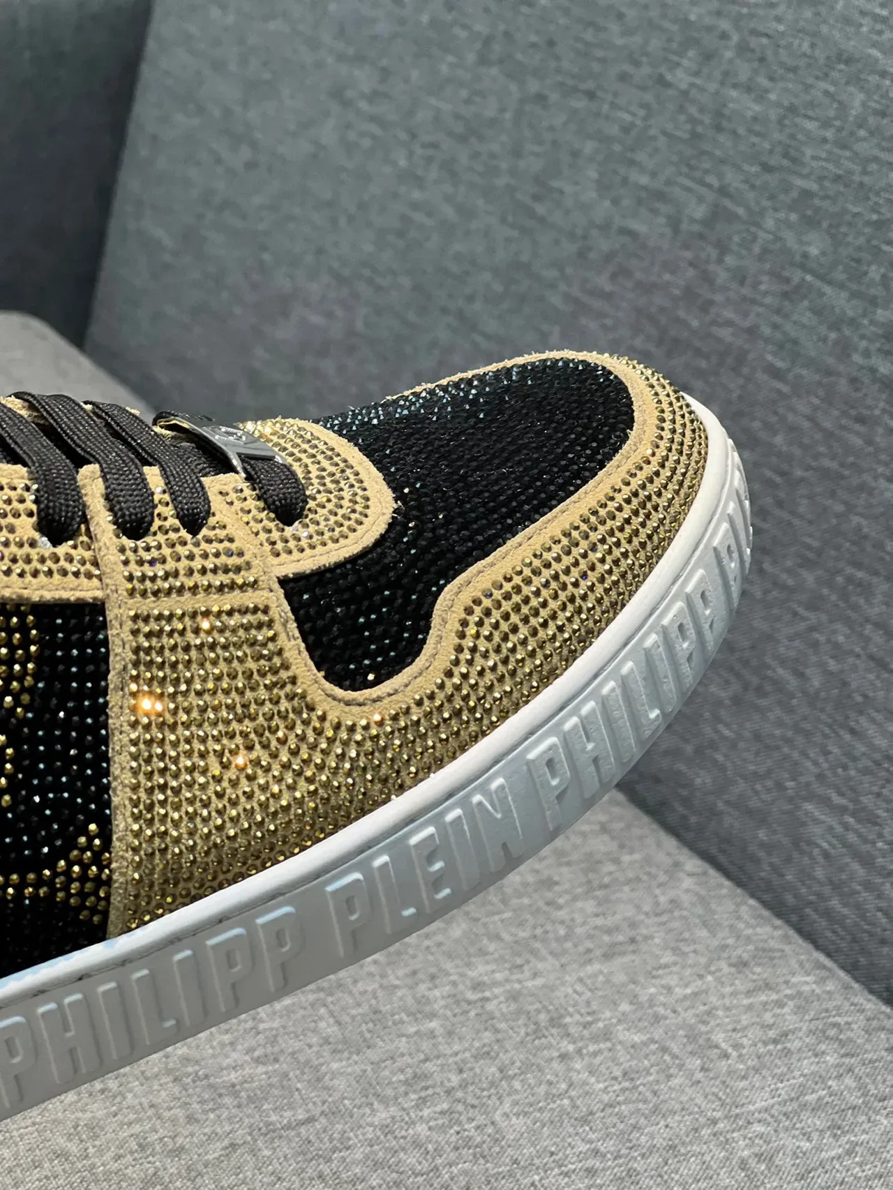 Philipp Plein Crystal-Embellished Skull Motif High-Top Sneaker 3