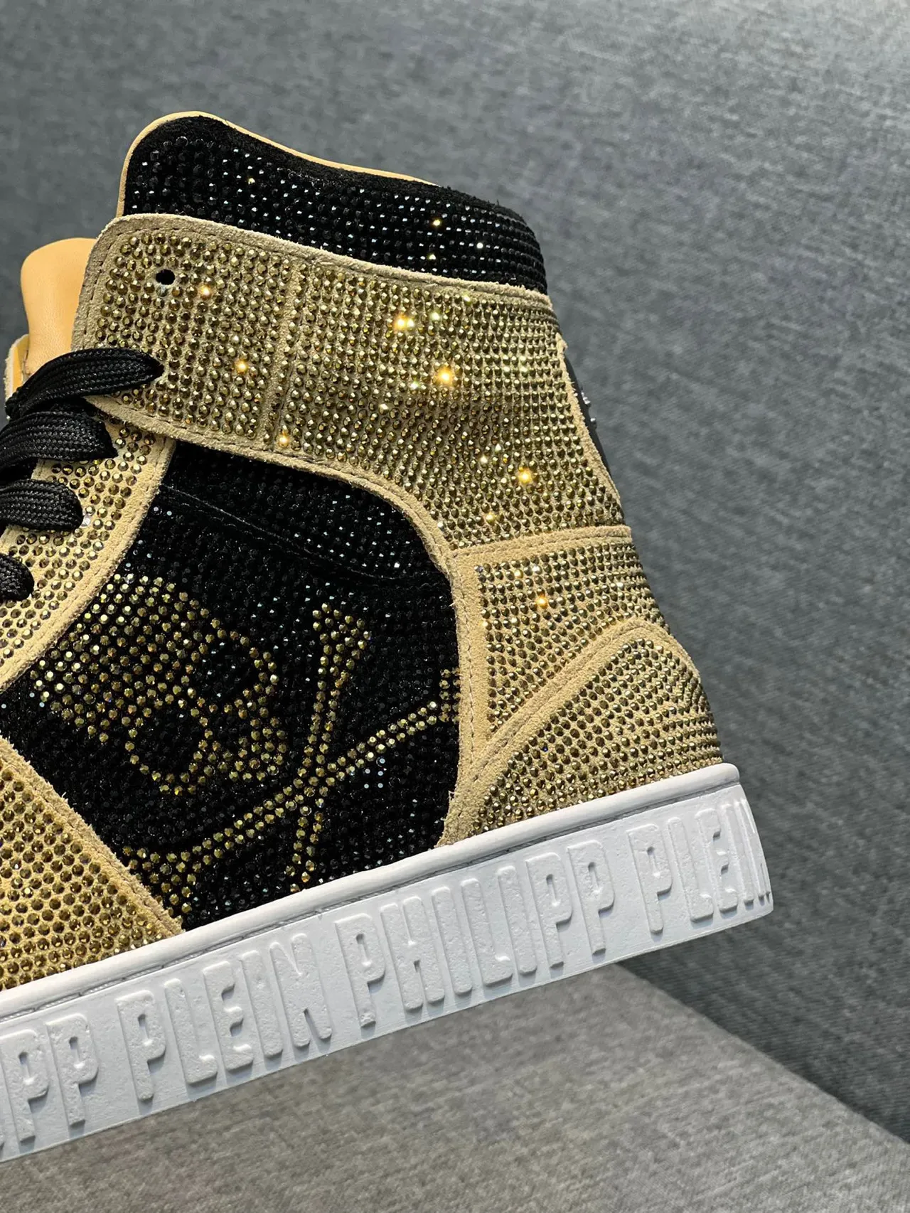 Philipp Plein Crystal-Embellished Skull Motif High-Top Sneaker 8