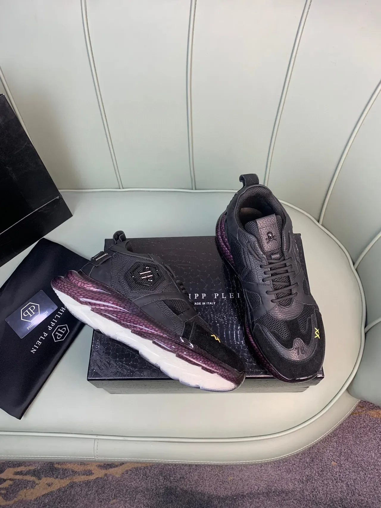 Philipp Plein Flame Motif Skull Logo Black Lifestyle Sneakers 2