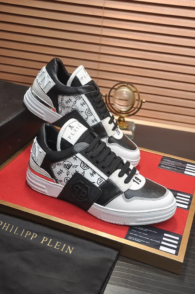 Philipp Plein Logo Plaque Graffiti-Print Noir et Blanc Chaussures Lifestyle 5