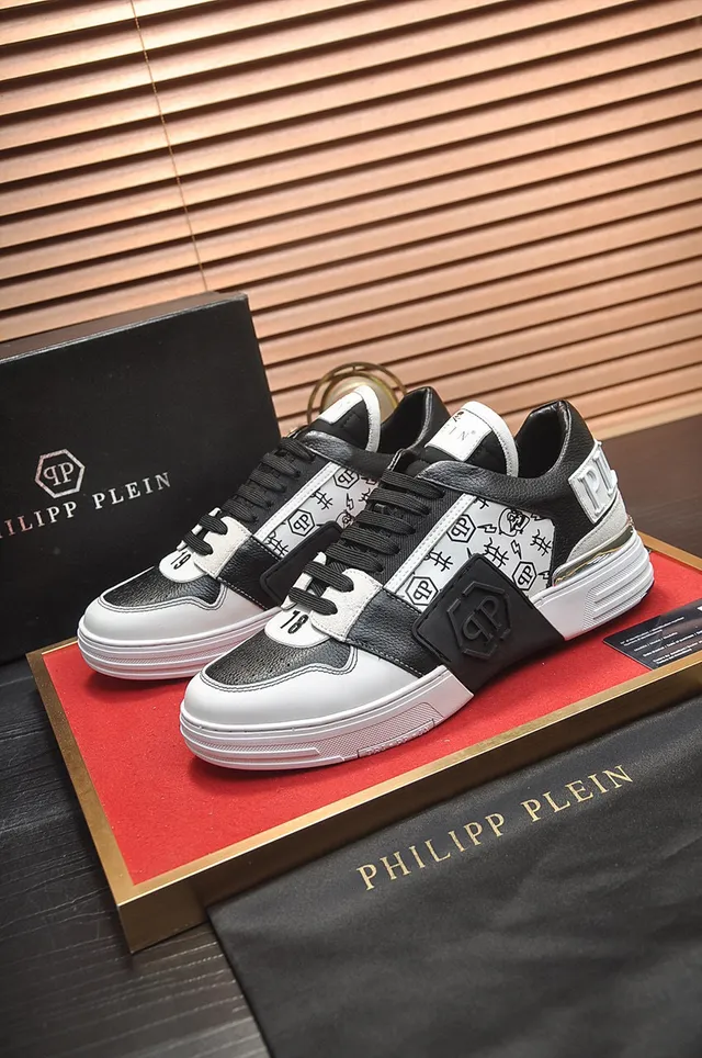 Philipp Plein Logo Plaque Graffiti-Print Noir et Blanc Chaussures Lifestyle 7