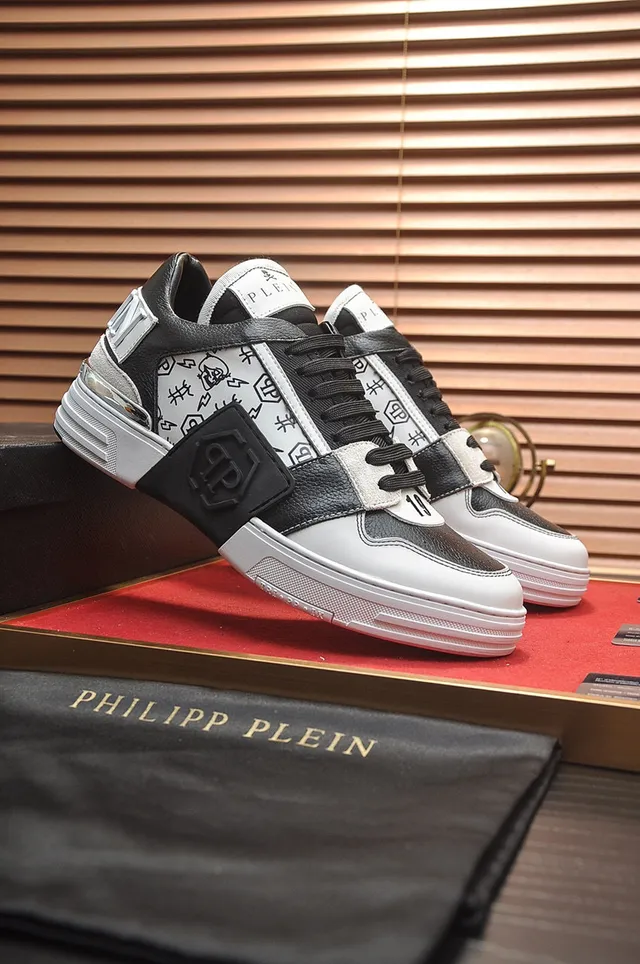 Philipp Plein Logo Plaque Graffiti-Print Noir et Blanc Chaussures Lifestyle 8