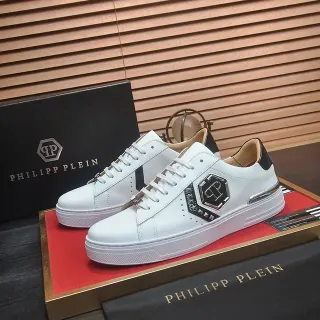 Philipp Plein Logo Plaque White Leather Lifestyle Sneakers