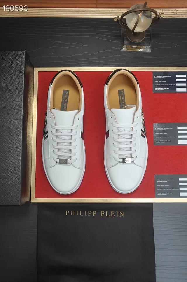 Philipp Plein Logo Plaque حذاء رياضي أنيق من الجلد الأبيض للأسلوب الحياة 7