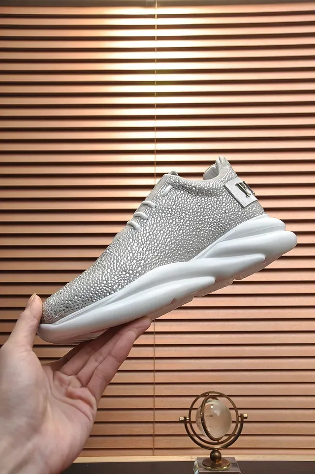 Philipp Plein Silver White Textured Metallic Upper Sculpted Sole Chunky Sneakers 6