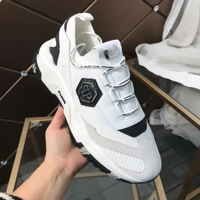 Philipp Plein White Black Laceless Strap Closure Hexagonal Logo Patch Chunky Sneakers 2