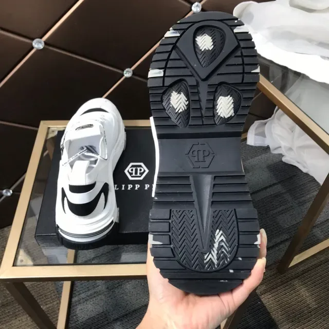 Philipp Plein White Black Laceless Strap Closure Hexagonal Logo Patch Chunky Sneakers 4