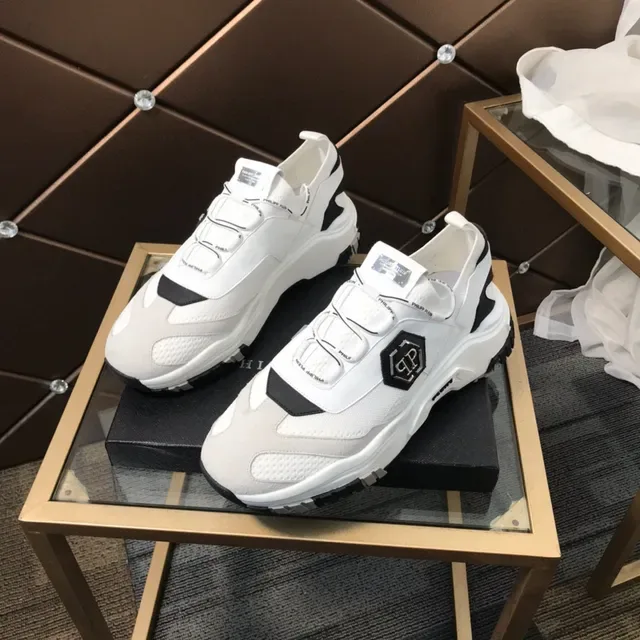 Philipp Plein White Black Laceless Strap Closure Hexagonal Logo Patch Chunky Sneakers 8