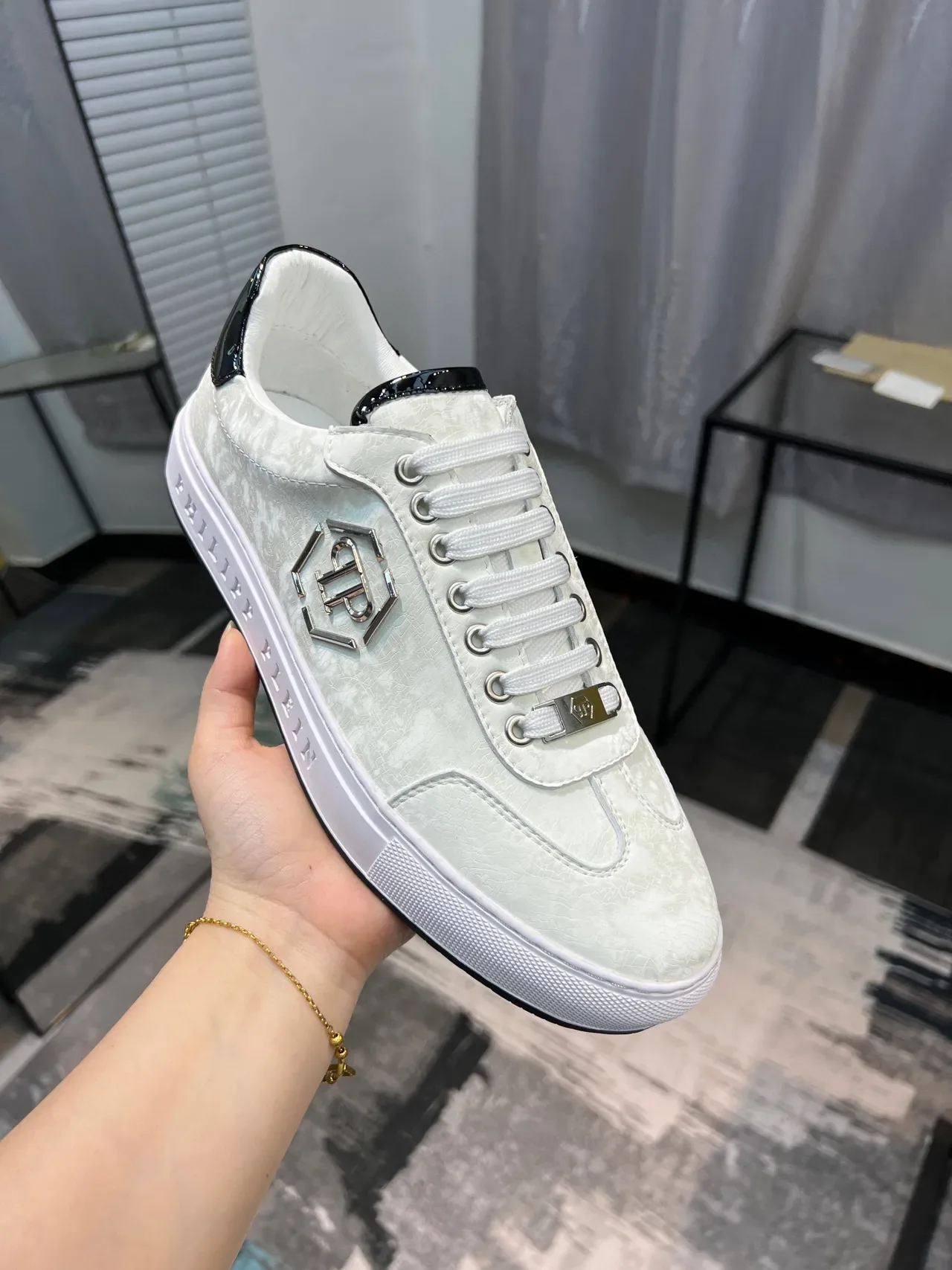 Philipp Plein White Metallic Logo Lifestyle Sneaker 6