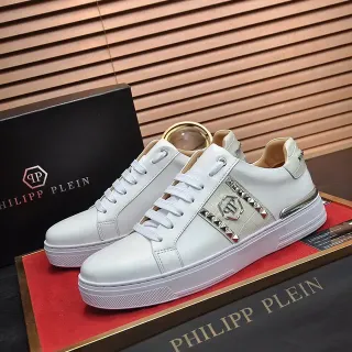 Philipp Plein White Studded PP Logo Platform Lifestyle Sneakers