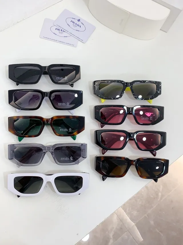 Prada Angular Geometric White and Black Sunglasses 2
