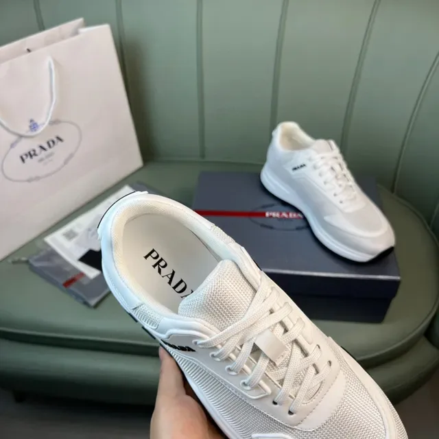 Prada Beige Black Mesh Upper Sculpted Platform Sole Chunky Sneakers 3