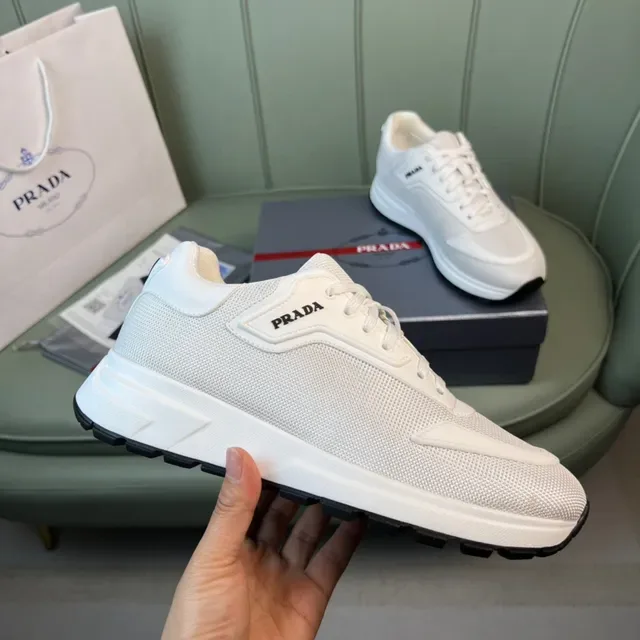 Prada Beige Black Mesh Upper Sculpted Platform Sole Chunky Sneakers 5