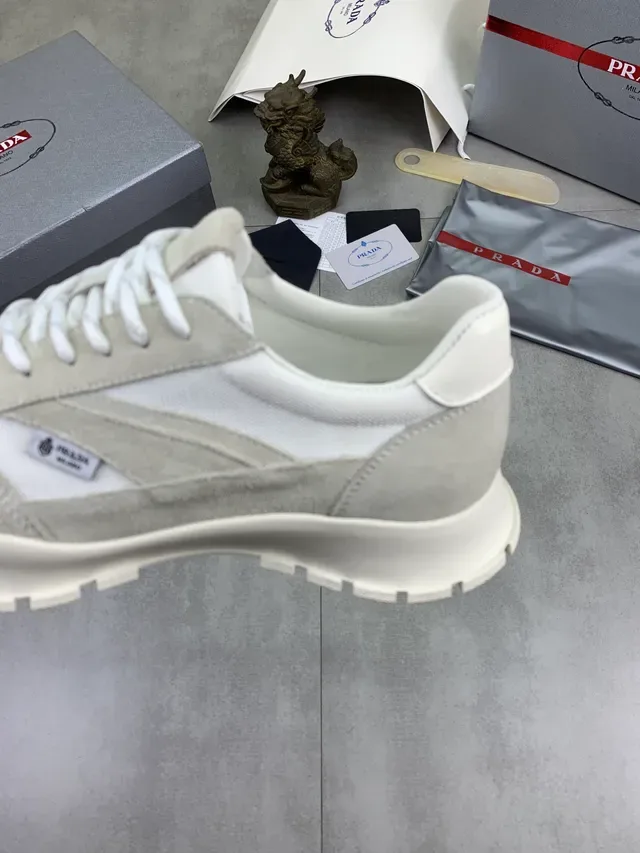 Prada Beige Suede and Mesh Lifestyle Sneaker 4