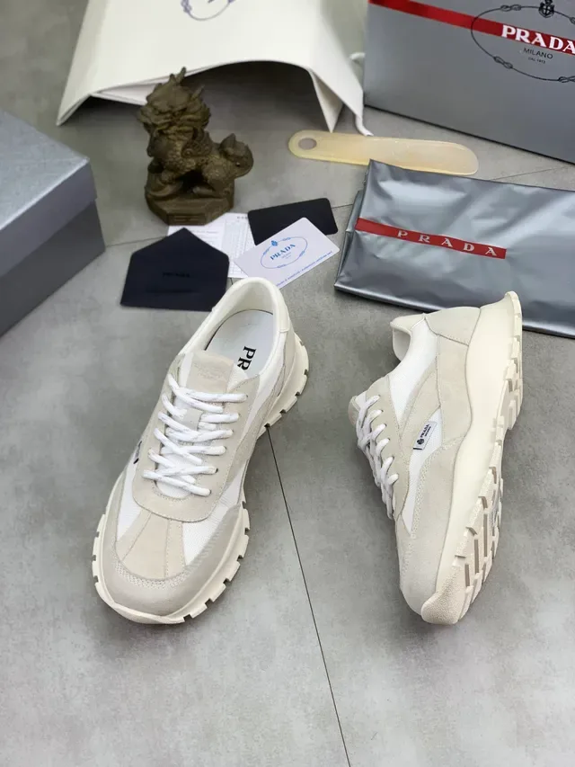 Prada Beige Suede and Mesh Lifestyle Sneaker 5