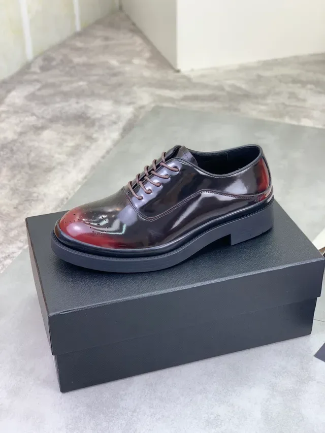 Prada Black Burgundy Glossy Patent Leather Two-Tone Gradient Brogue 4