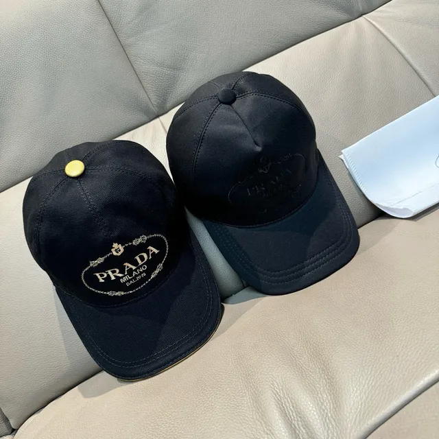 Prada Black Gold Structured Six-Panel Embroidered Oval Logo Baseball Cap 2