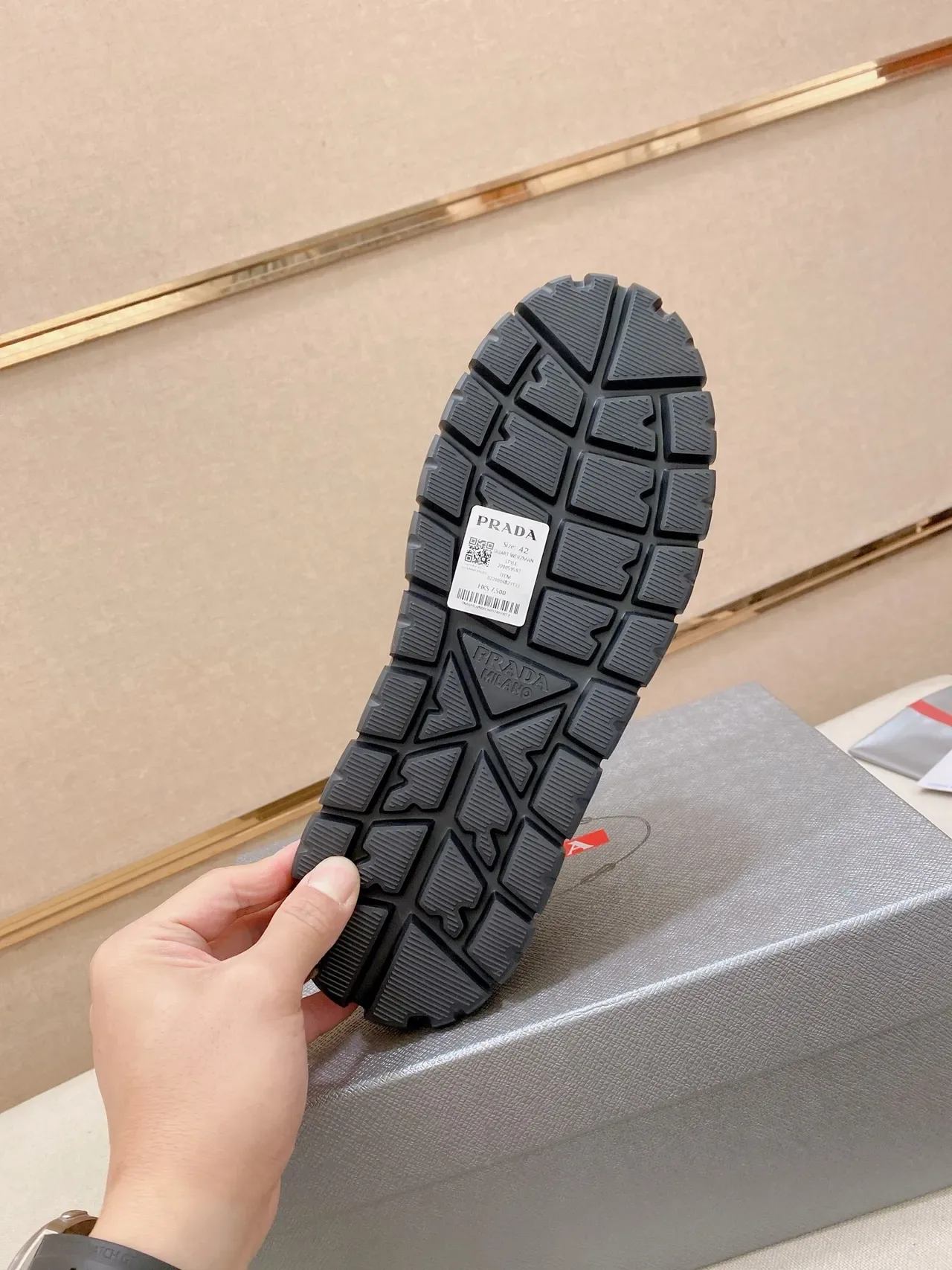 Prada Black Monochrome Mesh-and-Leather Upper Chunky Sneakers 3