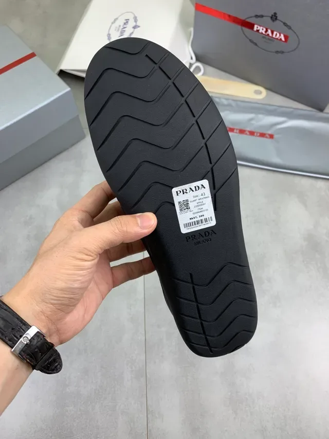 Prada Black Slip-On Mesh Upper Lifestyle Sneakers 2
