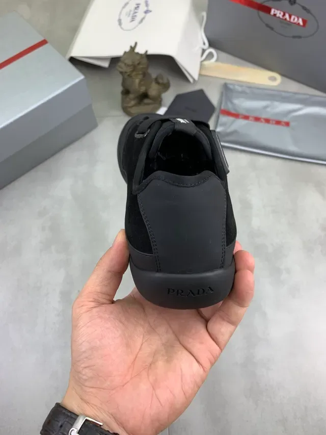 Prada Black Slip-On Mesh Upper Lifestyle Sneakers 3