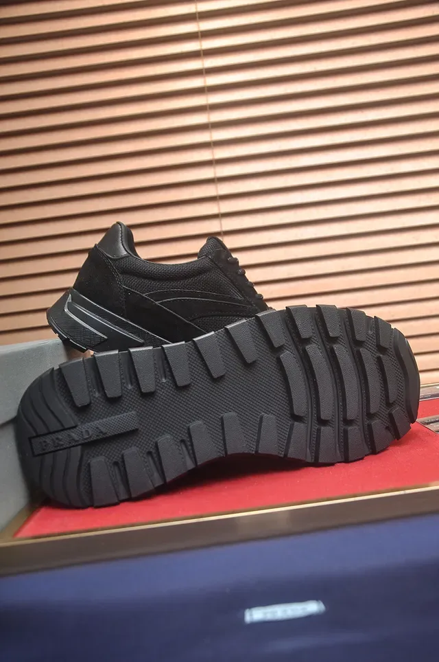 Prada Black Suede and Mesh Low-Top Lifestyle Sneaker 2