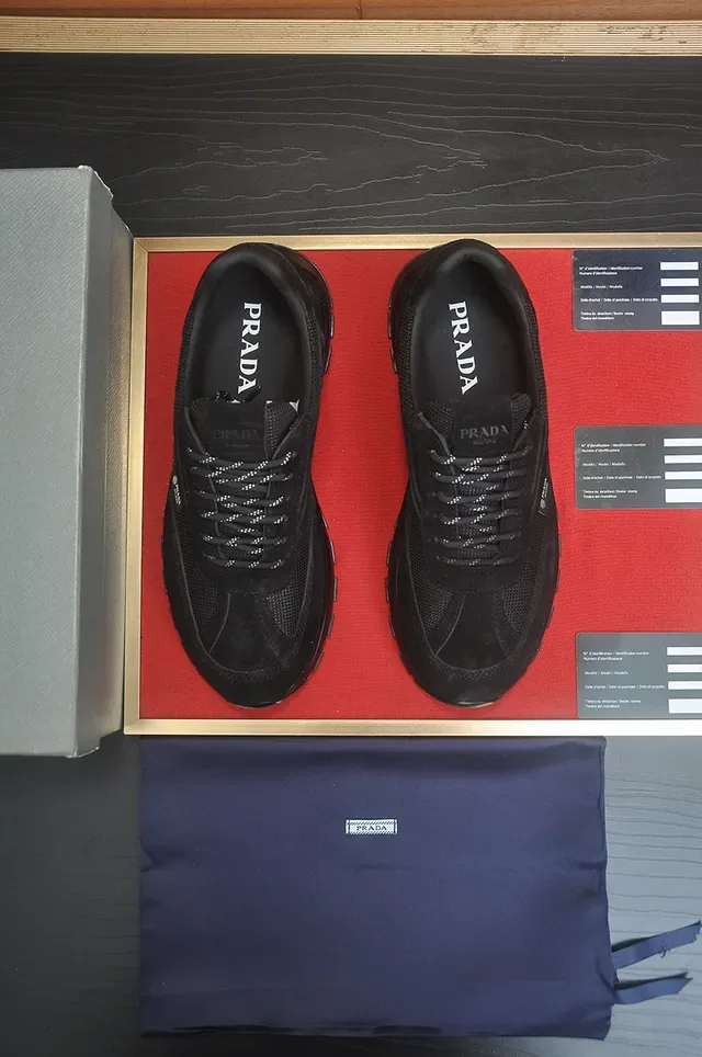 Prada Black Suede and Mesh Low-Top Lifestyle Sneaker 4