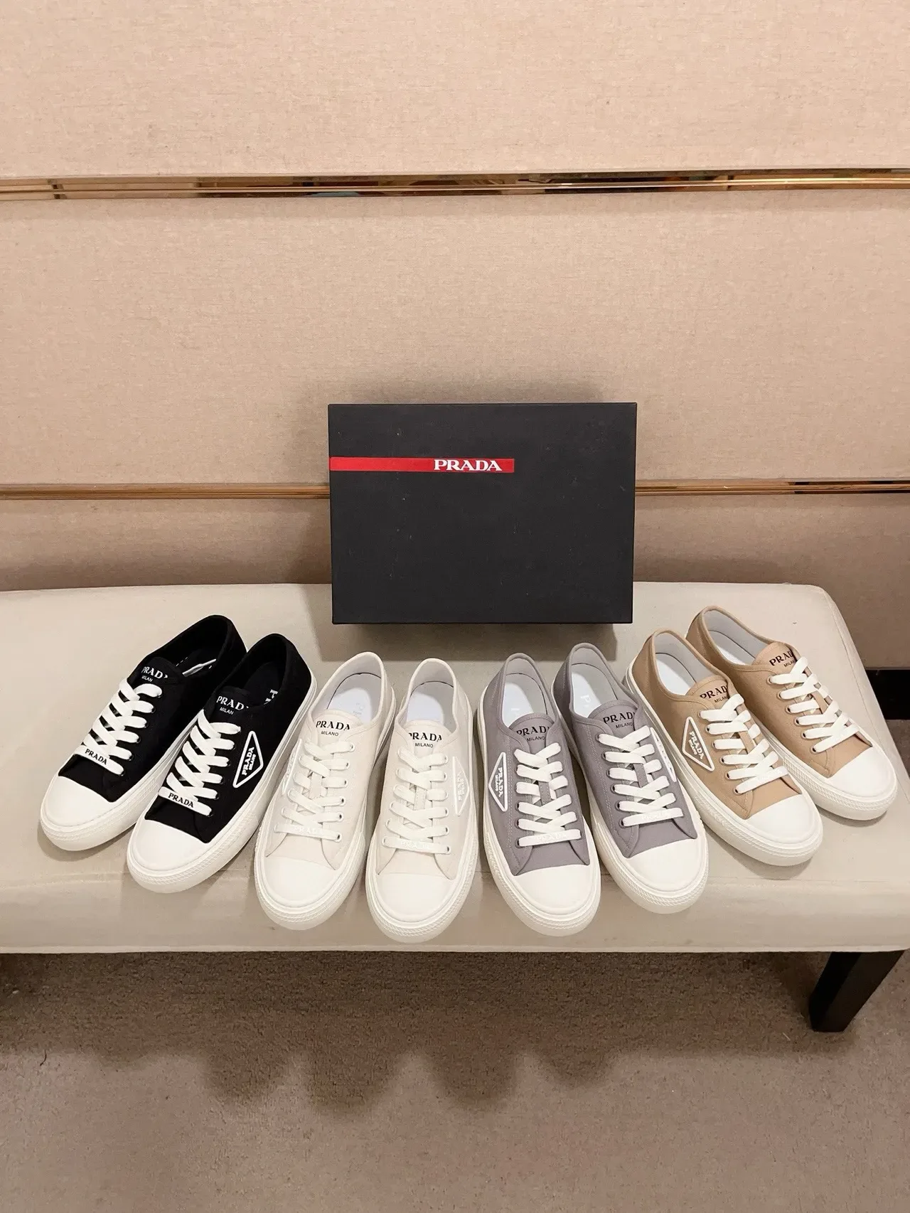 Prada Black White Canvas Upper Cupsole Lifestyle Sneakers 2