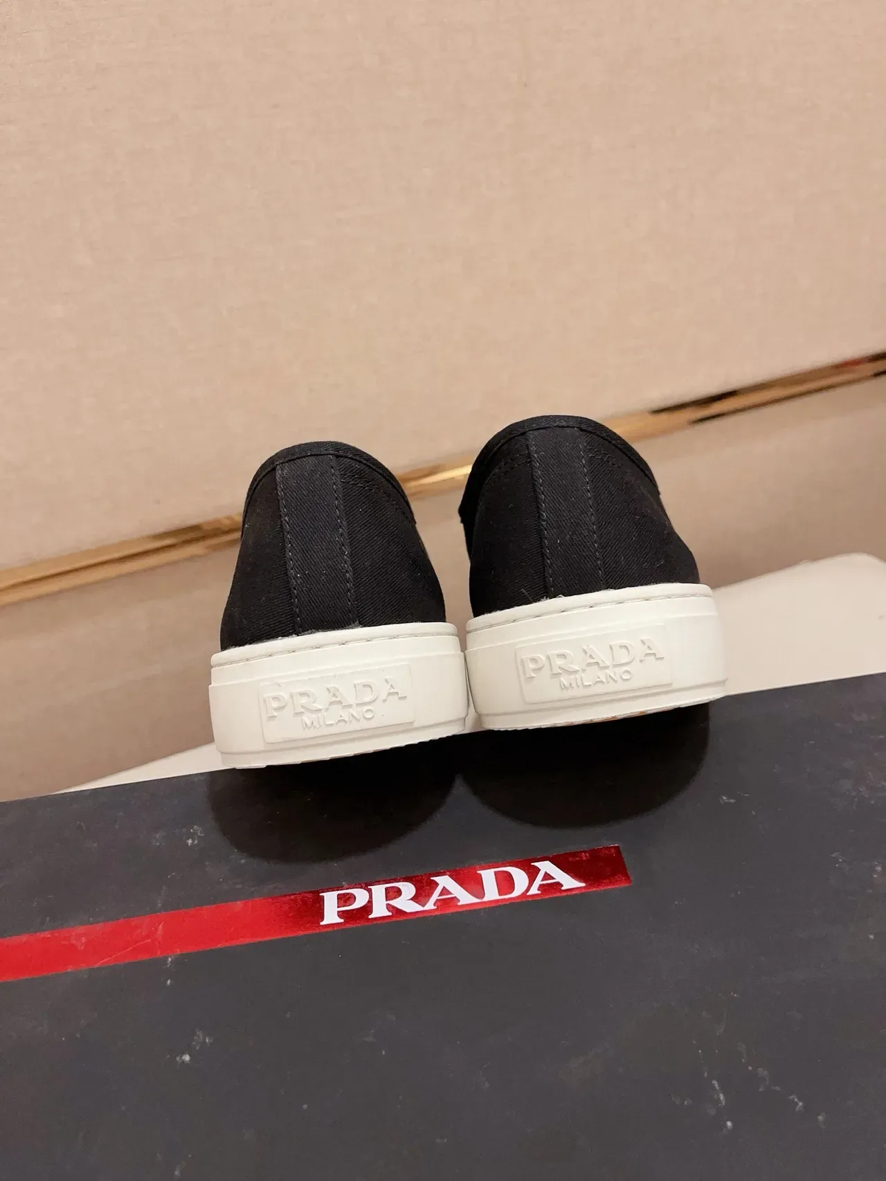 Prada Black White Canvas Upper Cupsole Lifestyle Sneakers 4