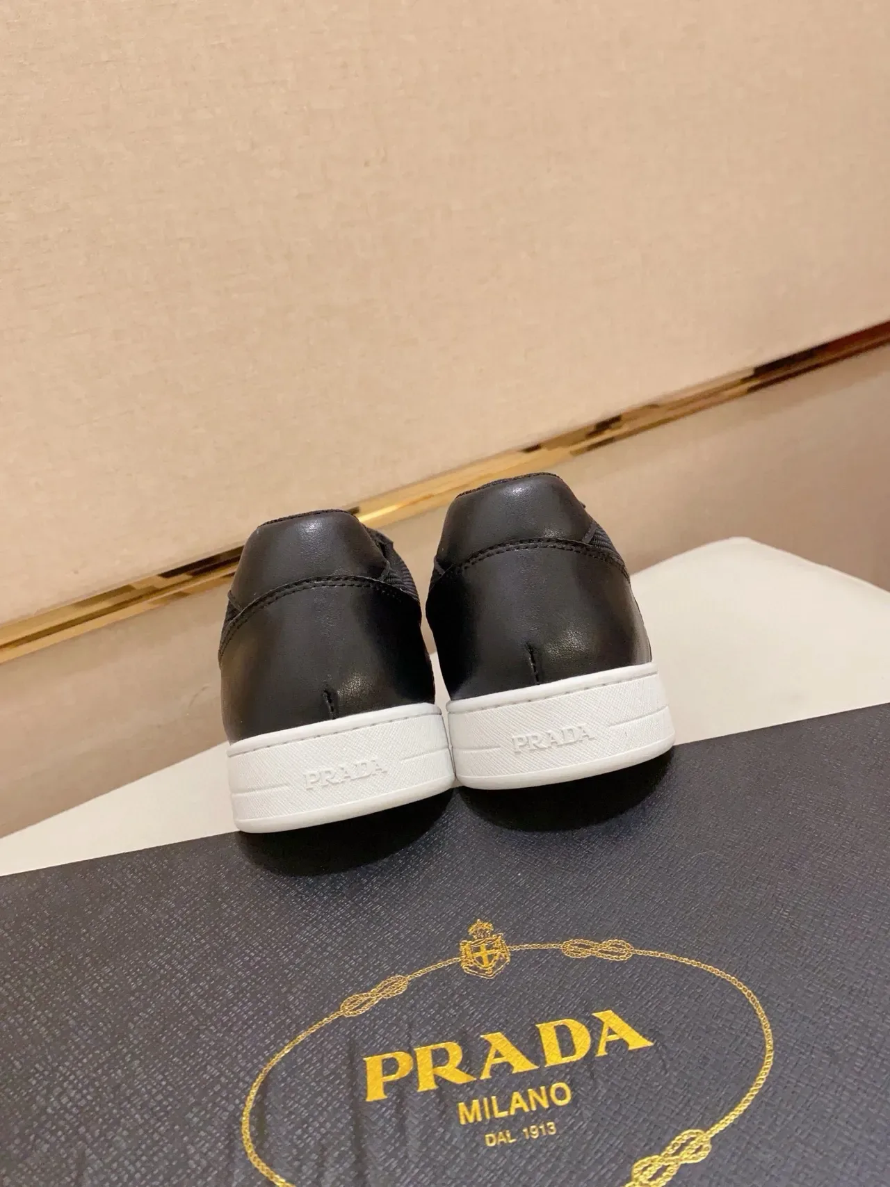 Prada Black White Low-Top Mesh-and-Leather Upper Lifestyle Sneakers 8