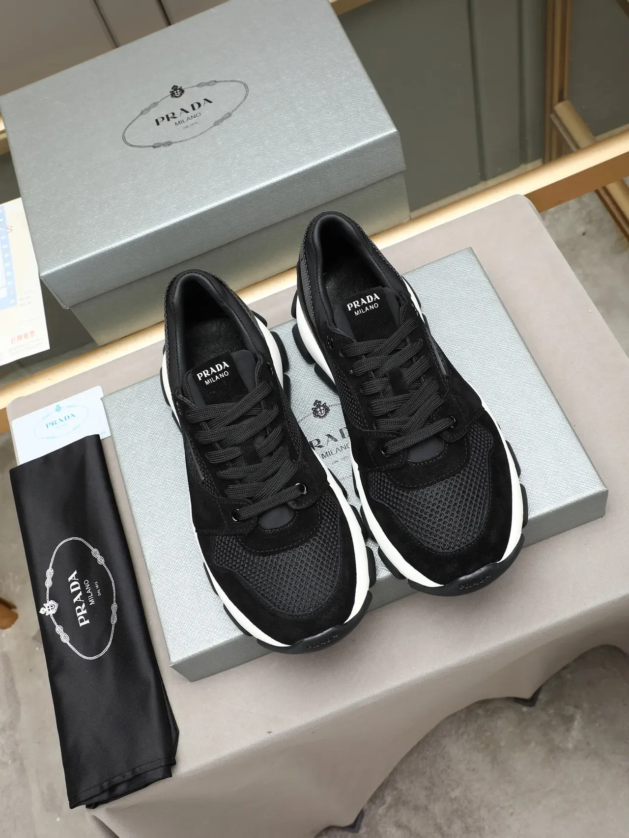 Prada Cloudbust Black and White Chunky Sneakers 3