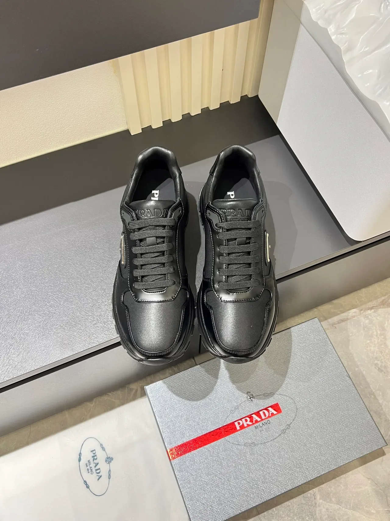 Prada Cloudbust Black Leather Lifestyle Sneakers 5