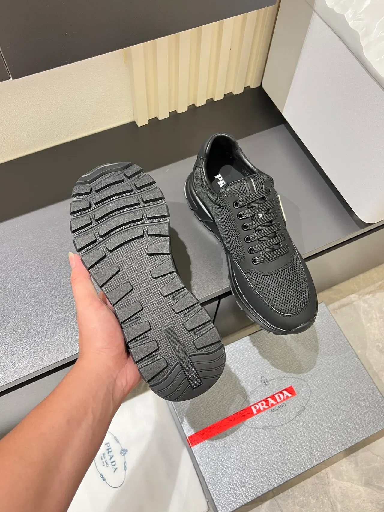Prada Cloudbust Black Mesh and Synthetic Lifestyle Sneakers 3