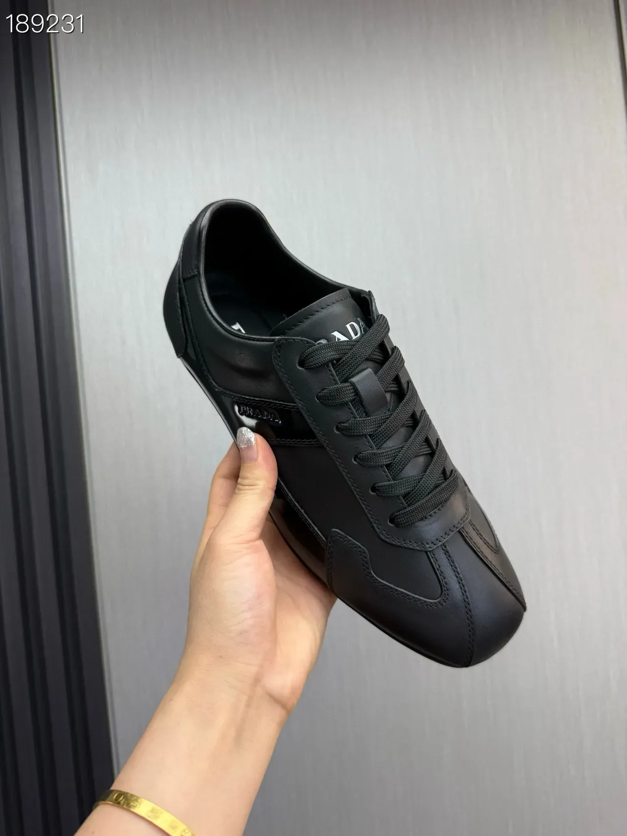Prada Cloudbust Black Paneled Leather Matte And Patent Lifestyle Sneakers 3