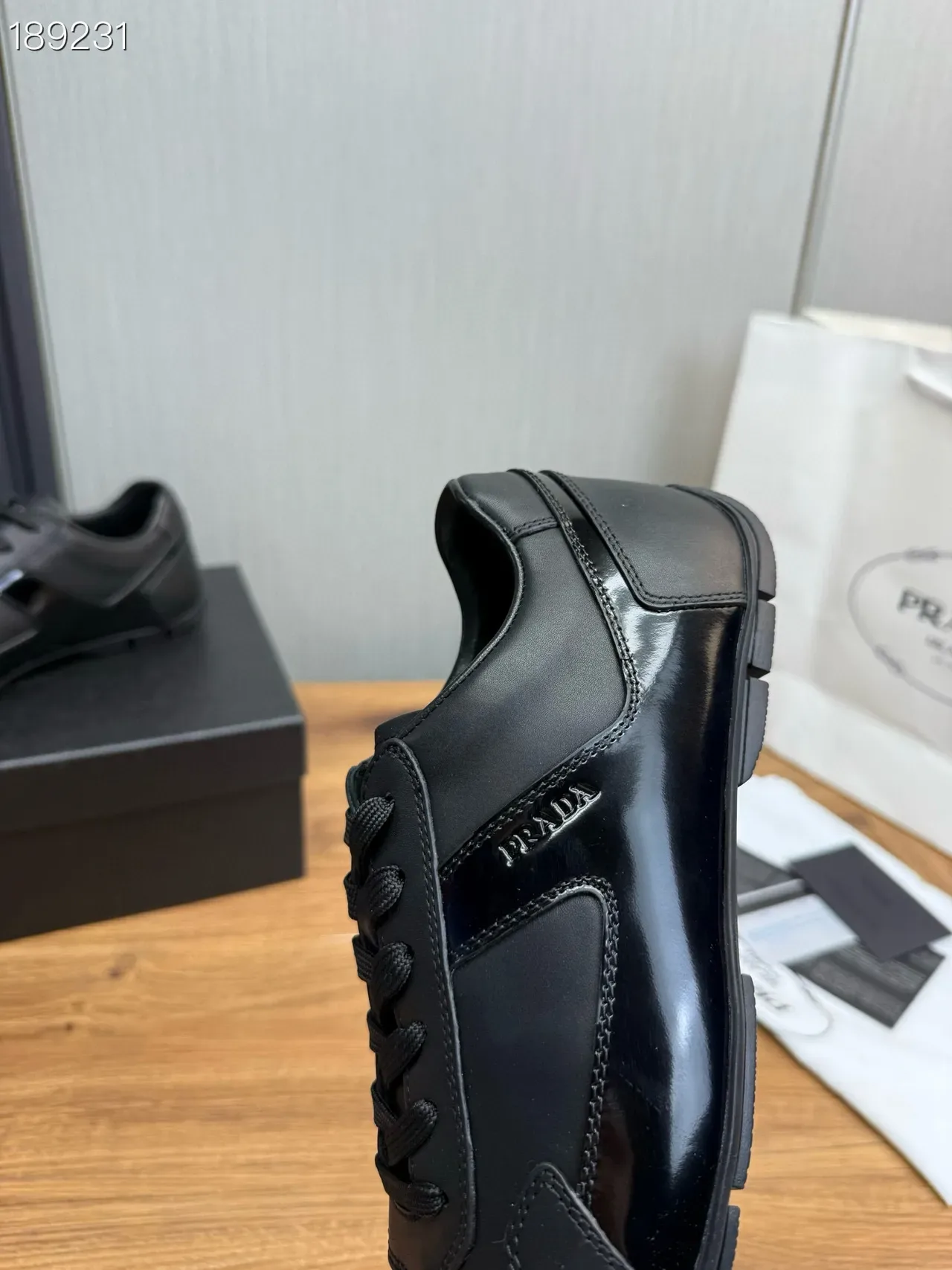 Prada Cloudbust Black Paneled Leather Matte And Patent Lifestyle Sneakers 5