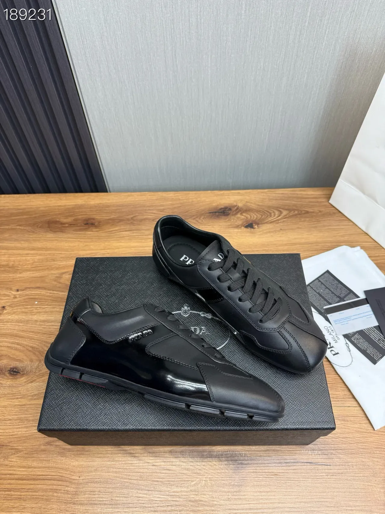 Prada Cloudbust Black Paneled Leather Matte And Patent Lifestyle Sneakers 6