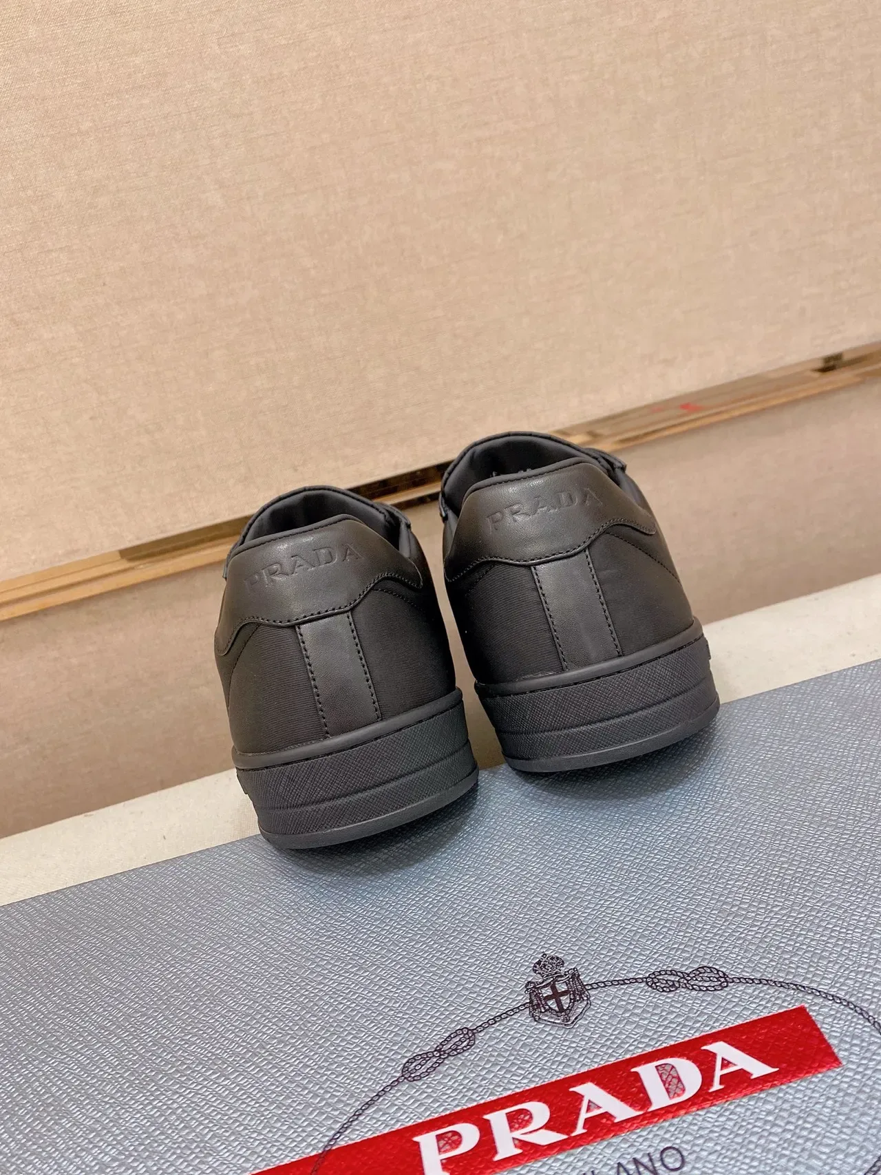 Prada Cloudbust Black Panelled Leather Upper Triangular Metal Logo Plaque Lifestyle Sneakers 3