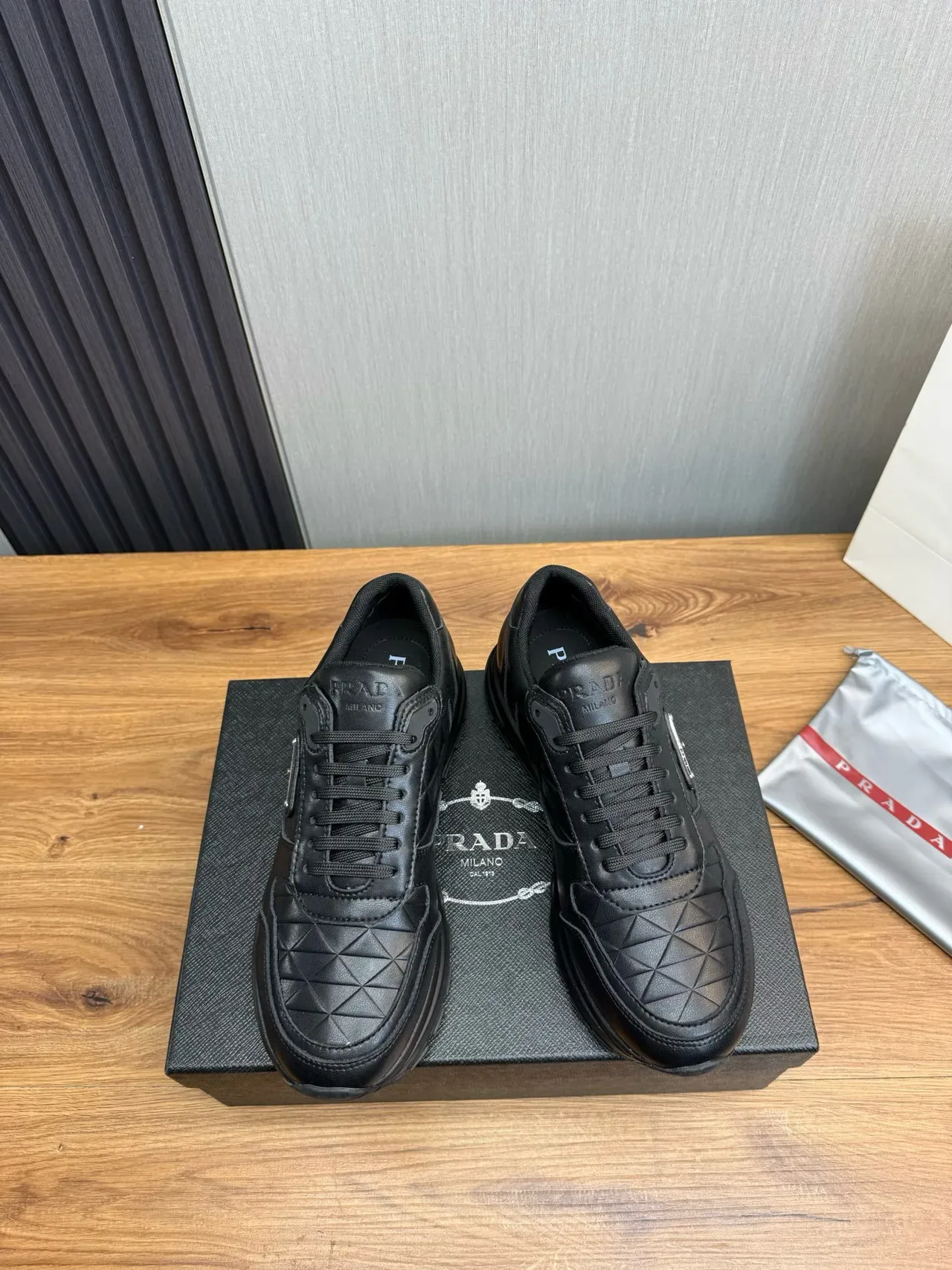 Prada Cloudbust Black Quilted Leather Upper Triangular Logo Plaque Lifestyle Sneakers 2