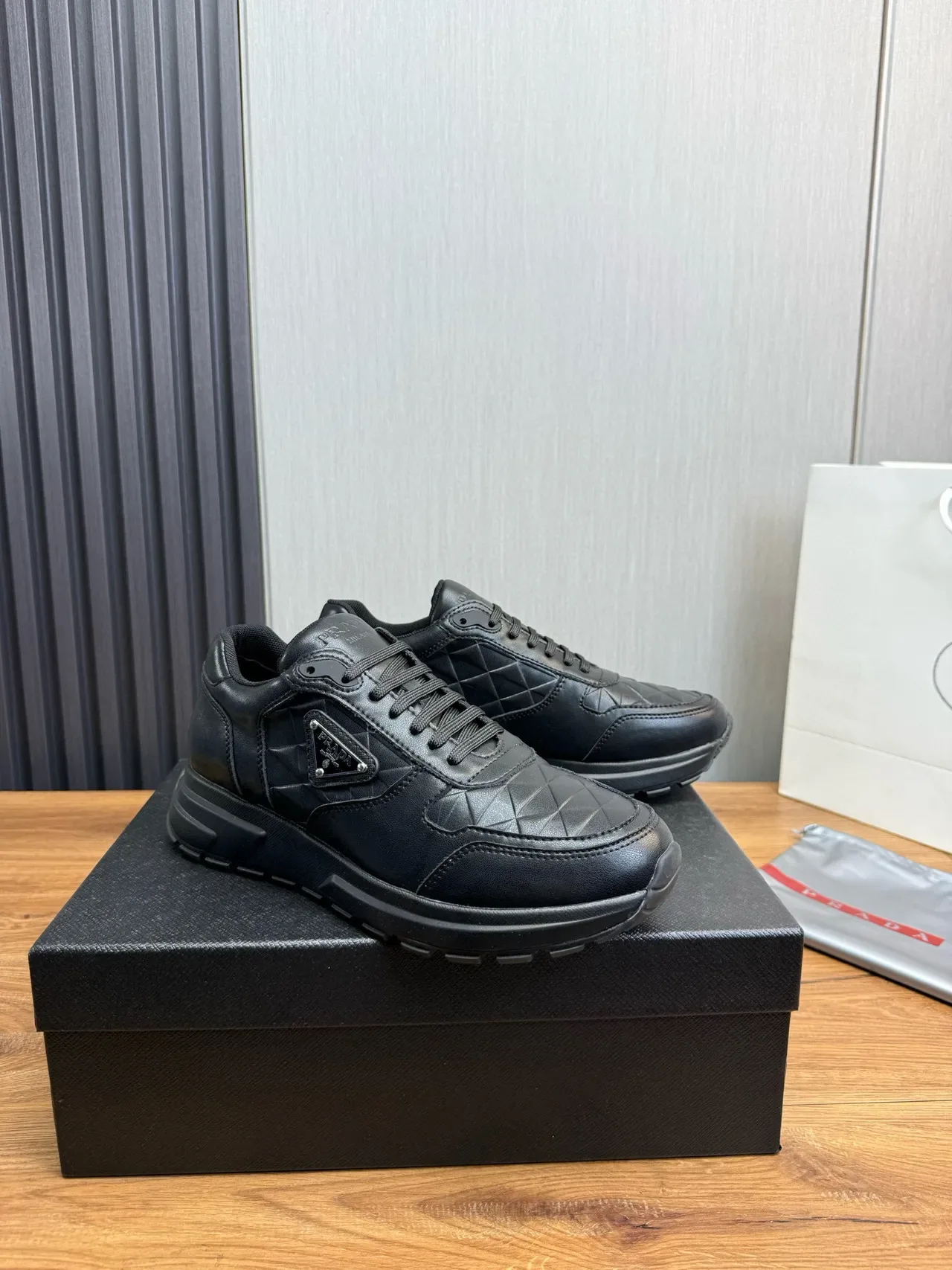 Prada Cloudbust Black Quilted Leather Upper Triangular Logo Plaque Lifestyle Sneakers 3