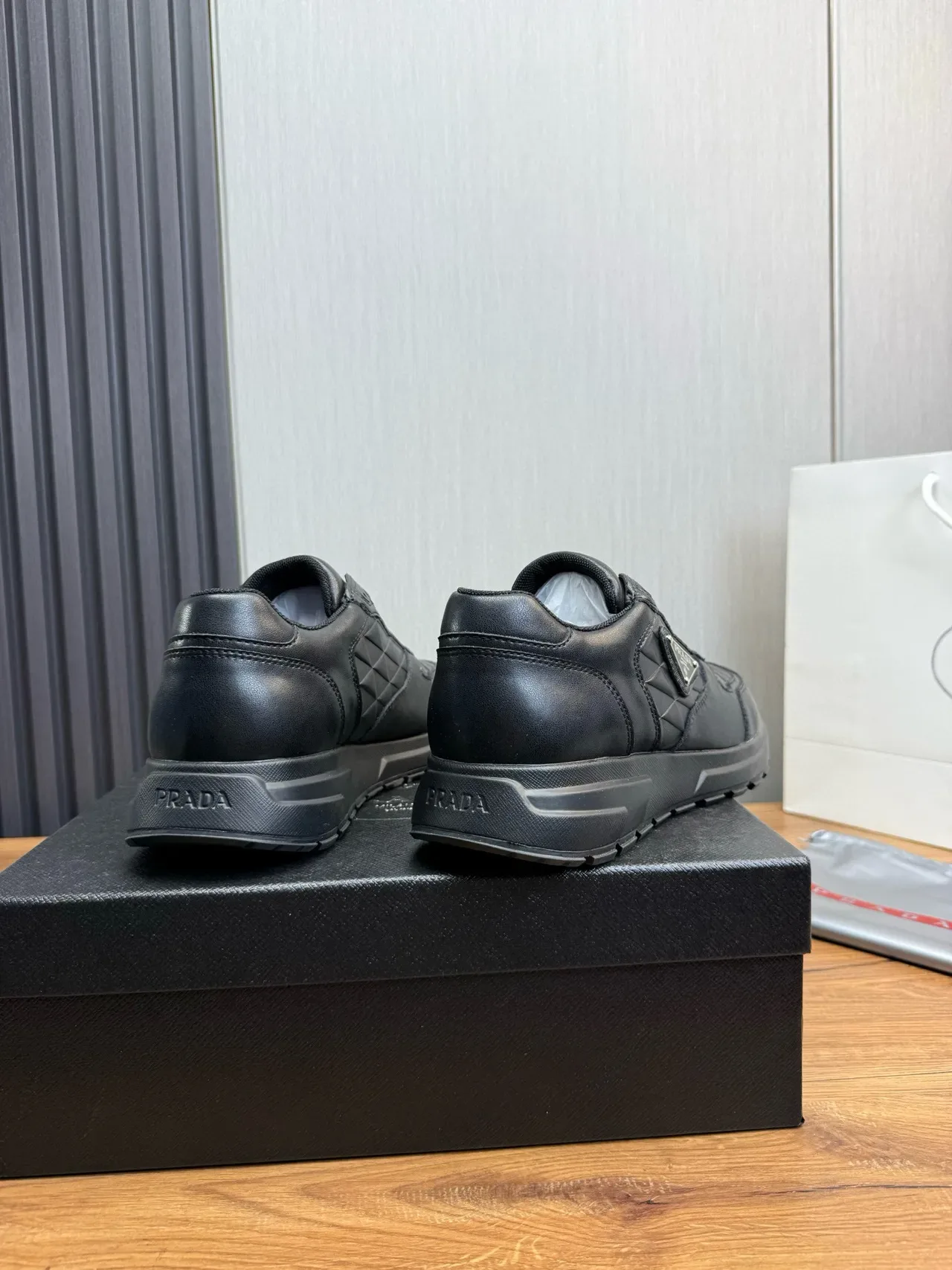 Prada Cloudbust Black Quilted Leather Upper Triangular Logo Plaque Lifestyle Sneakers 4