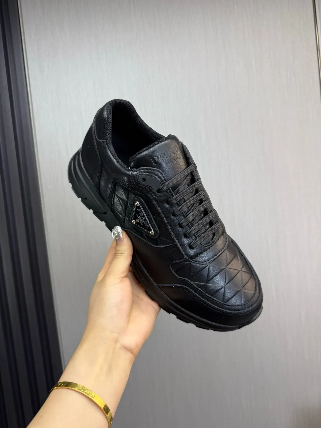Prada Cloudbust Black Quilted Leather Upper Triangular Logo Plaque Lifestyle Sneakers 7