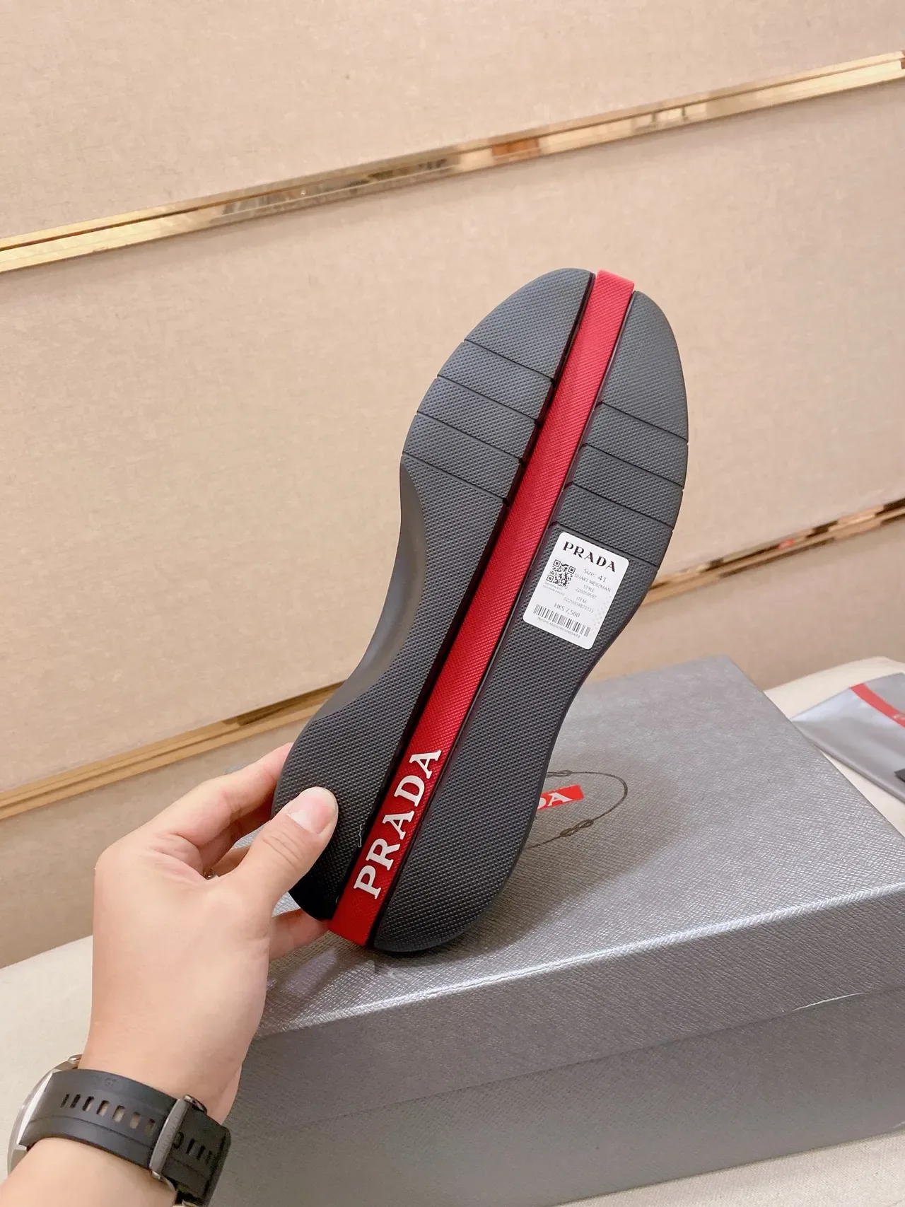 Prada Cloudbust Black Red Low-Top Platform Sole Chunky Sneakers 2